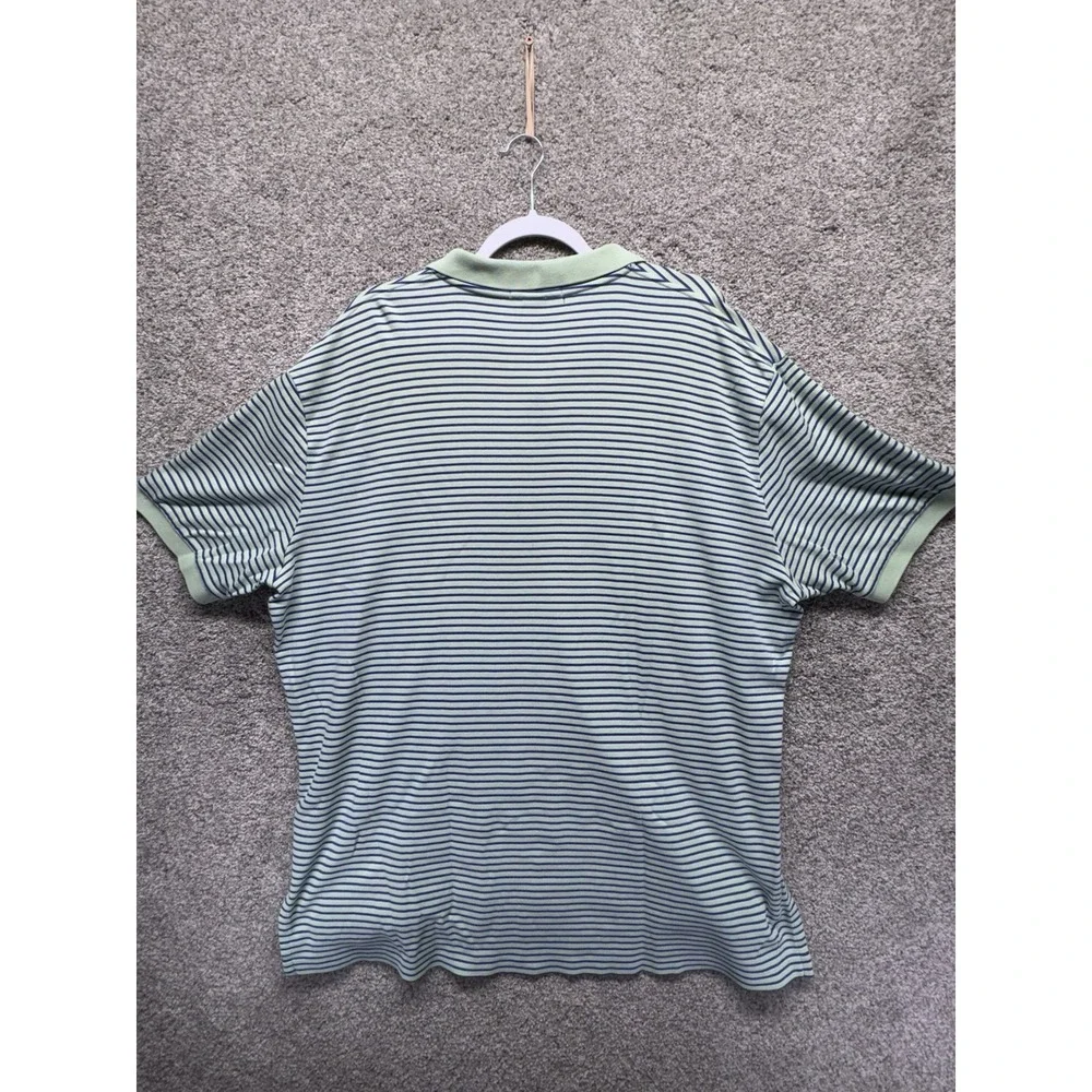 Polo Ralph Lauren Mens ShortSleeve Shirt Size XXL Green Blue Stripe Vintage Pony